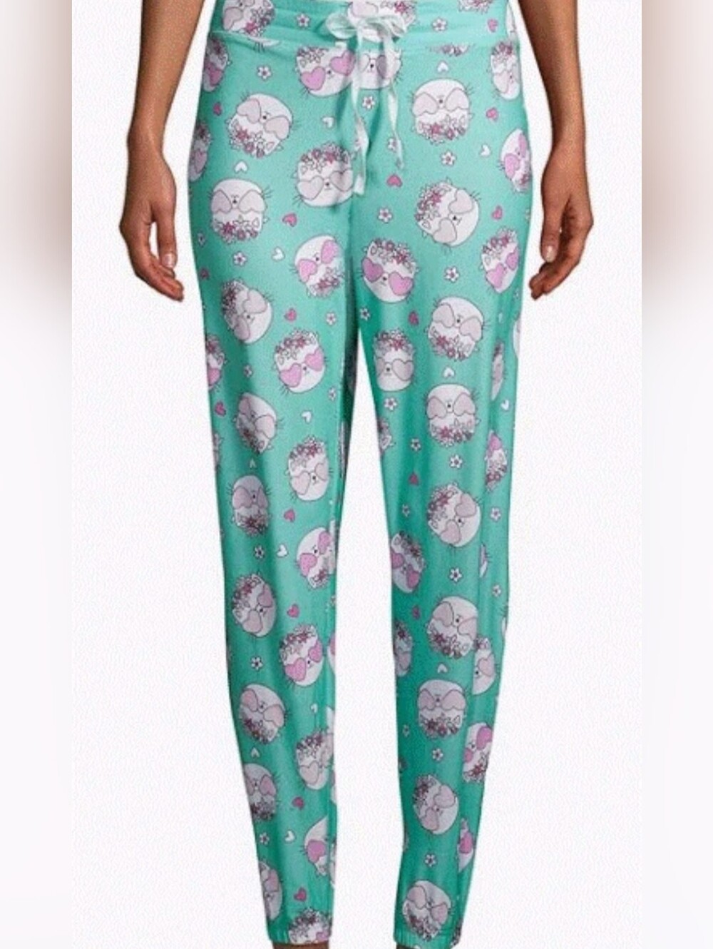 Briefly Stated Womens Jogger Kitty Cat Pajama Sleep Pants Size L